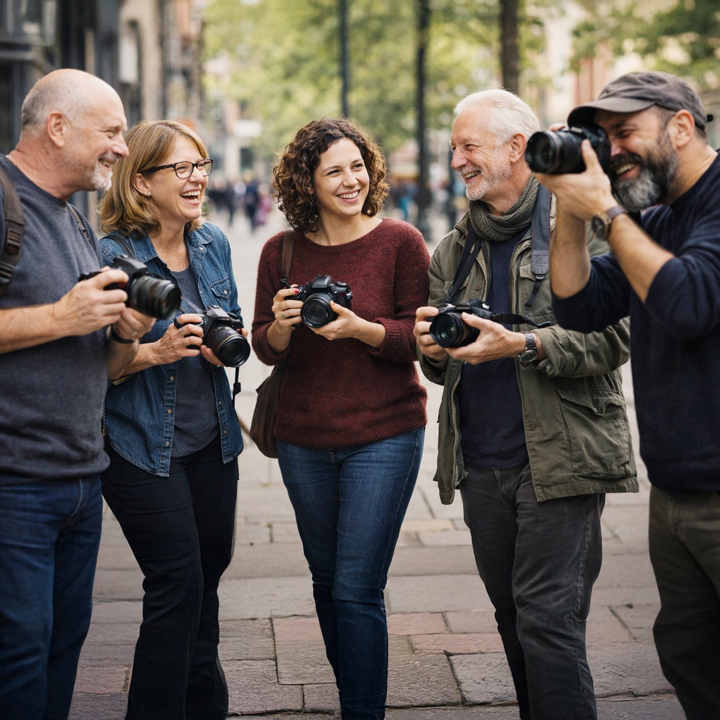 Focus Ring image - group of 5 out with their cameras 1x1